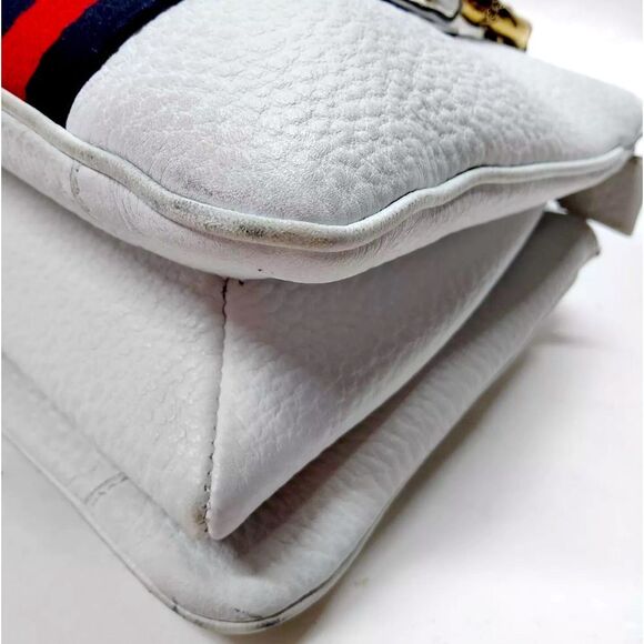 Tom Ford for Gucci Creamy White Leather Web Sherry Line Bamboo Tote Bag RARE - Picture 8 of 16